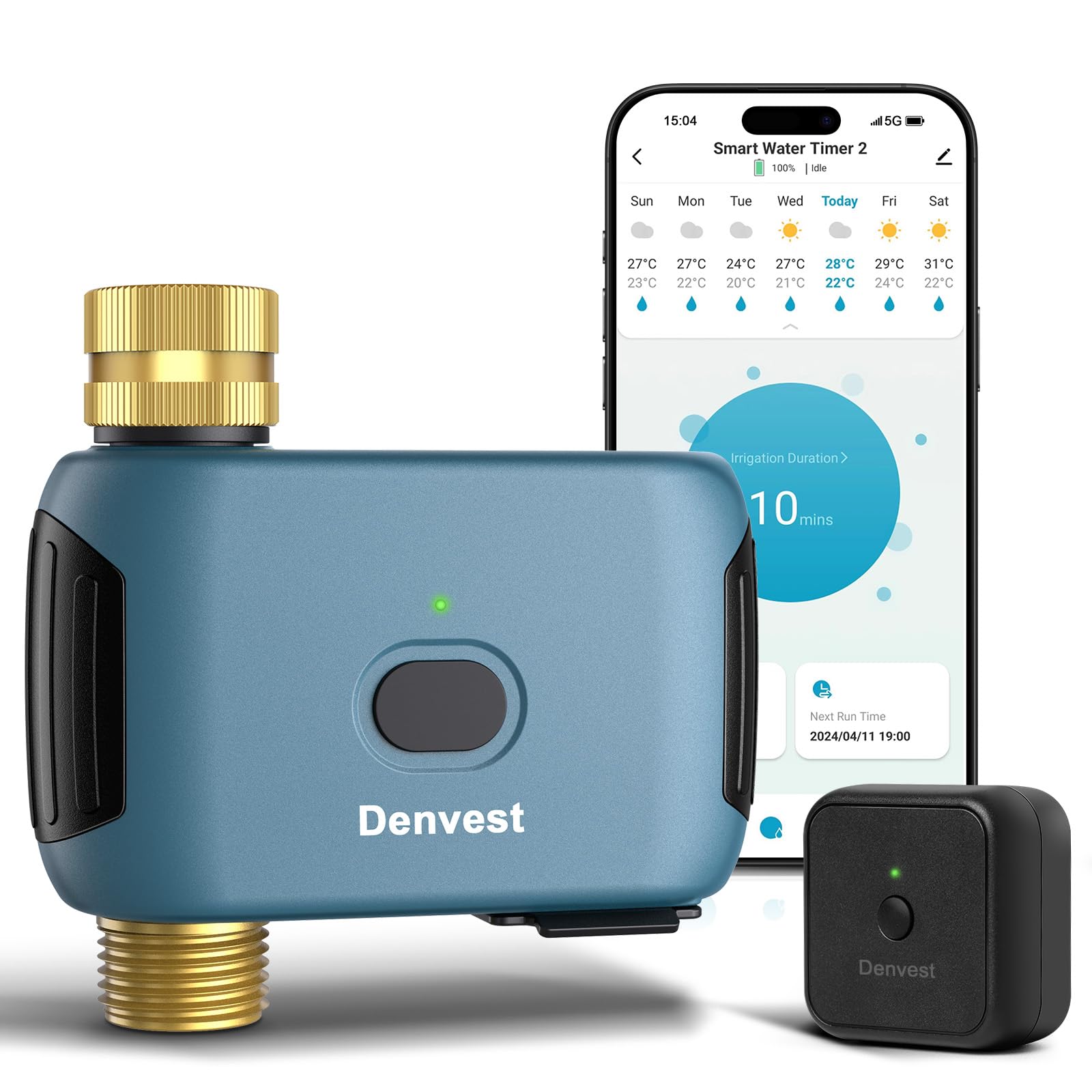 Timer per acqua WiFi con ingresso e uscita in ottone, timer intelligente per rubinetto del tubo da giardino, timer per tubi WiFi con fino a 20 piani di irrigazione, app e controllo vocale, compatibile