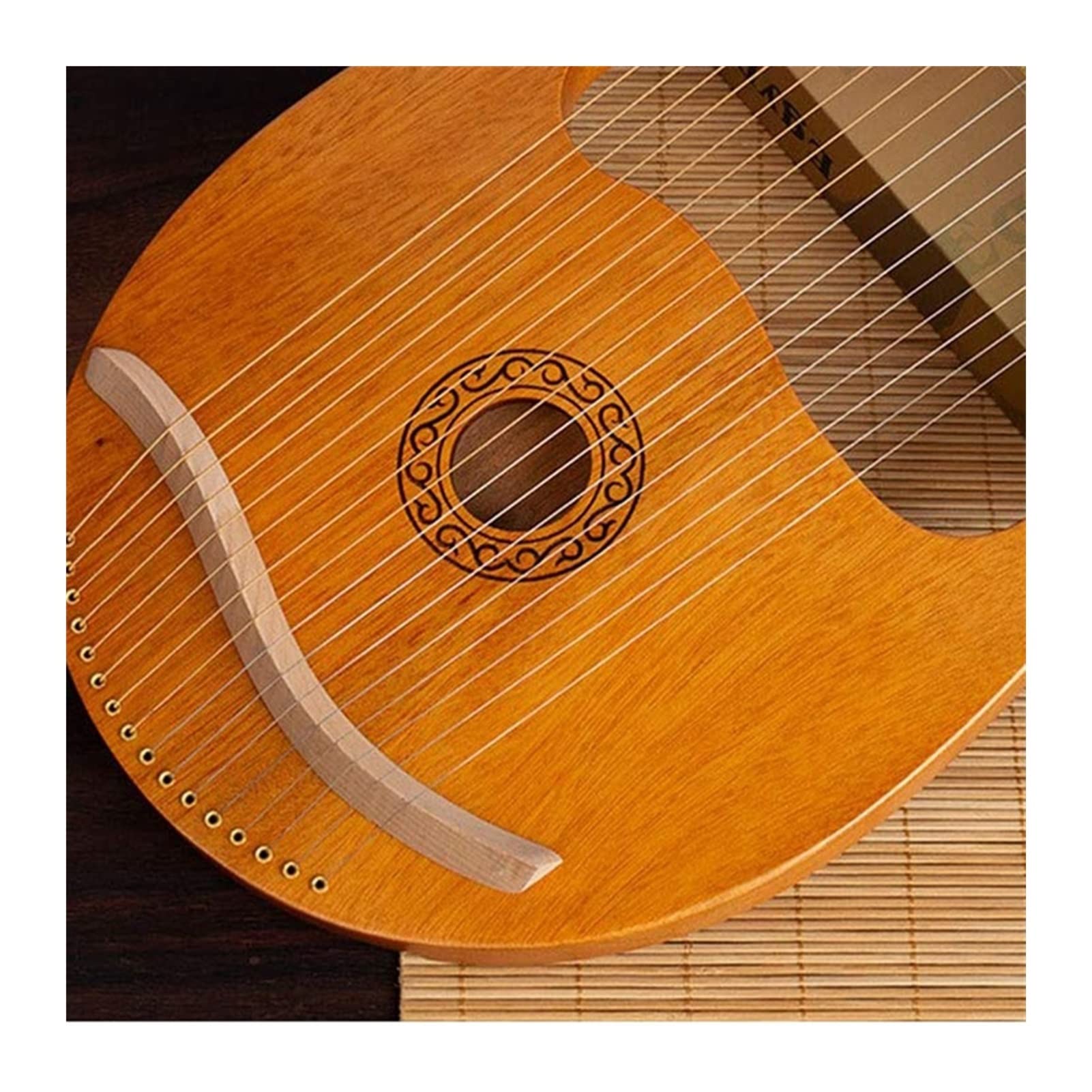 FLFL Tragbare Harfe 16 Holzsaite Harfe Massivholz Mahagoni Lyre Harfe Mit Tuning-Schraubenschlüssel Für Musikliebhaber Anfänger