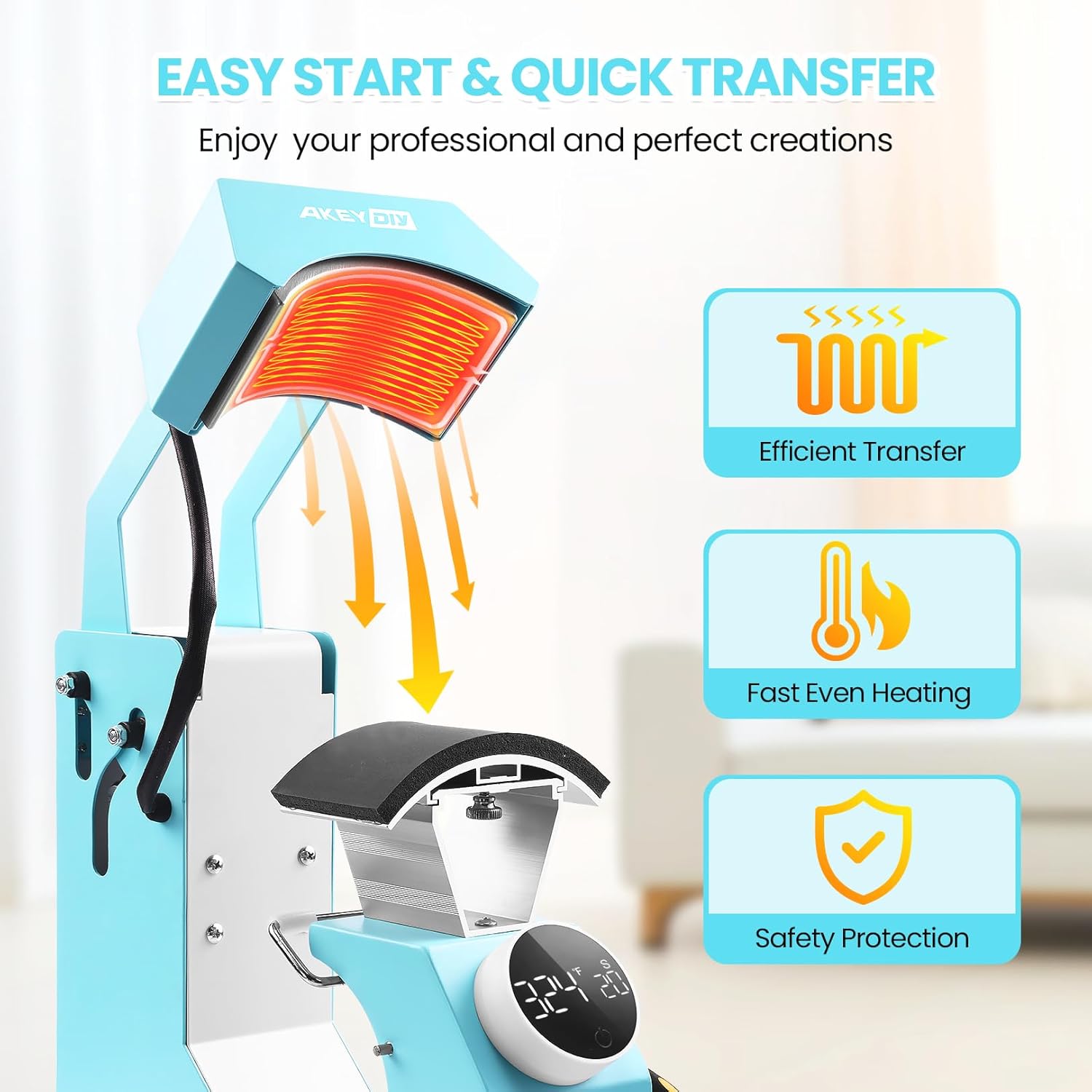 AKEYDIY Auto Hat Press Machine,Heat Press Machine with Precise Temp&Timer Control, Multisize Transfer Sublimation Combo Suitable for DTF Film/Sublimation/Embroidery (Color 01)