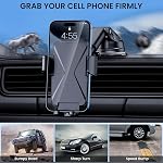 Car Phone Holder [Upgrade Suction Cup & Stable Clip] Phone Mount for Car Windshield Dashboard Air Vent Universal Automotive Accessories Cell Phone Holder Fit for Most iPhone Android Smartphone