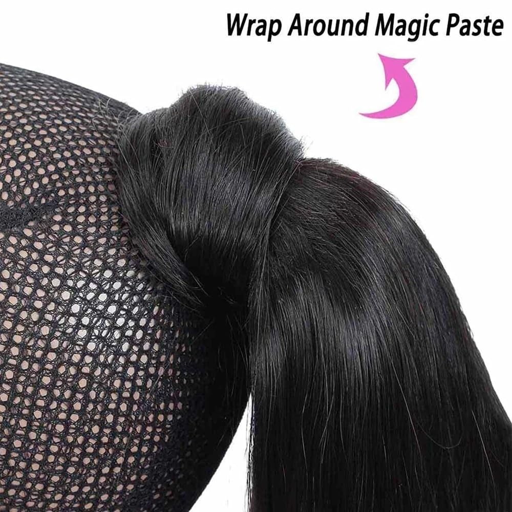 Kobiety Przedłużanie ogona końskiego Włosów Ludzkich Włosów Długie proste Remy Przedłużanie włosów Naturalny kolor Malezyjski Remy Hair Clip on Przedłużanie Włosów Sztuk Codzienne użytkowanie(