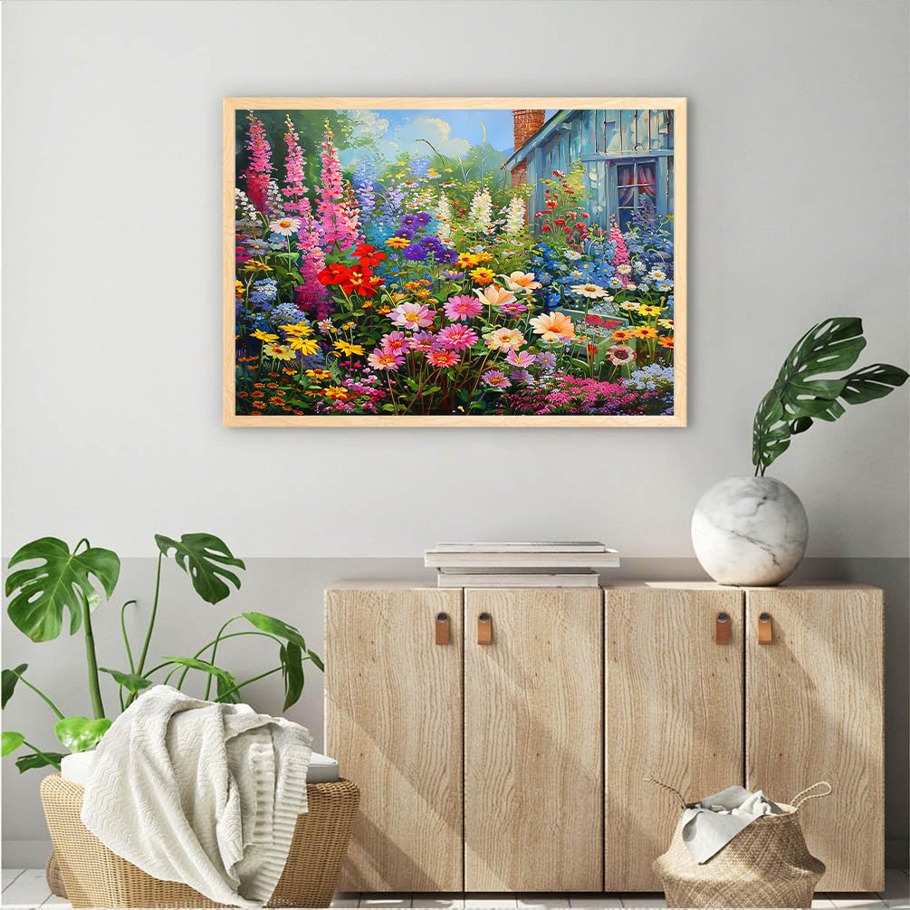 Meothan Kits de pintura de diamantes de flores para adultos, kits de arte de diamantes de flores silvestres para decoración de pared de regalo, 12 x 16 pulgadas