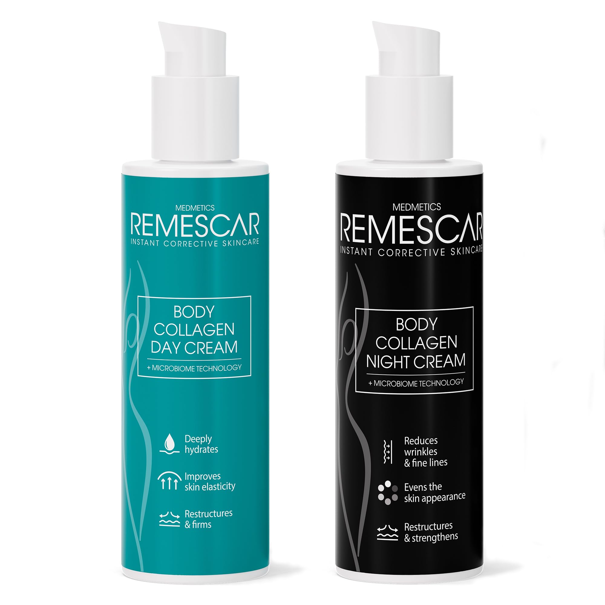 Remescar Crema Giorno Collagene + Notte Rigenerante – Duo Idratante Quotidiano – Migliora Elasticità, Tonicità, Morbidezza Cutanea – Tecnologia Microbioma – 2 x 200 ml