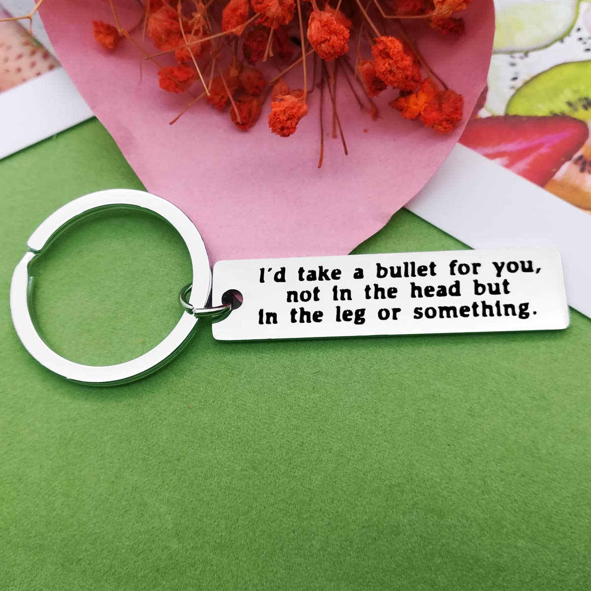 Friendship Keychain Best Friend Keychains Relationship Gift for Friends Colleague Personality Key Chain I'd Take a Bullet for You, Not in the Head But in the Leg Or Something Appreciation Gift