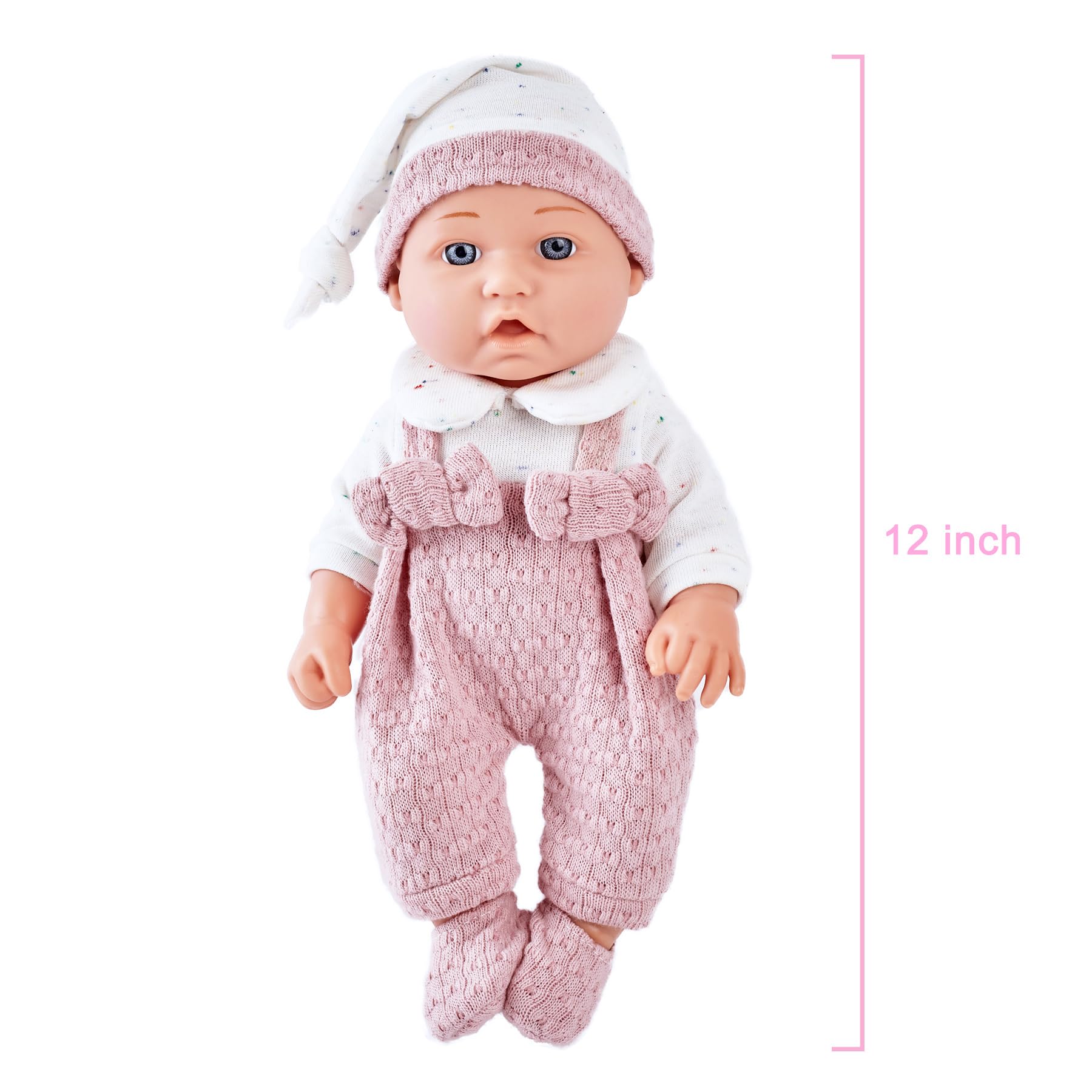 Enjoyin 12 Inch Baby Doll Playset for Toddlers Girl, Doll Accessories with Pink Clothes, Pacifier - Image 4