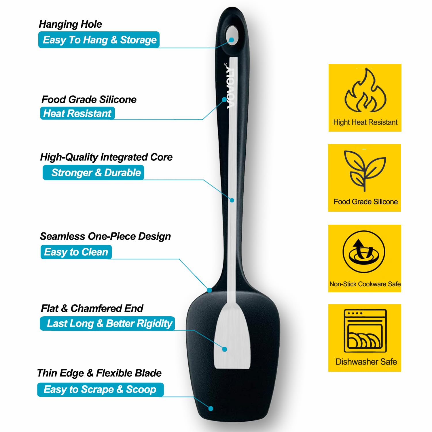 Juego de espátulas de silicona, espátula de goma resistente al calor, cuchara antiadherente con diseño de una pieza sin costuras, raspadores flexibles, herramienta de mezcla para hornear, paquete de
