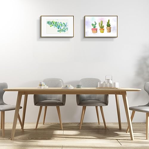 Vista 31 de Frametory - Marco de aluminio de 11 x 14 para fotos de 8 x 10 (en pulgadas), con paspartú marfil, de pared, con gancho de sierra, pestañas Bronce