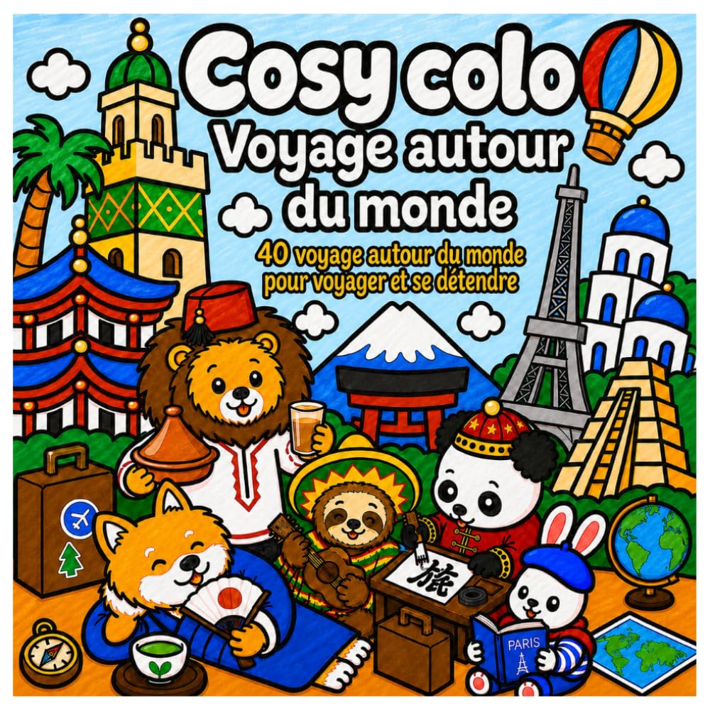 Cozy Colo – Voyage autour du Monde: Livre de Coloriage Cosy Adulte pour se Détendre, Réduire le stress et Profiter de moments Cosy et Cocooning