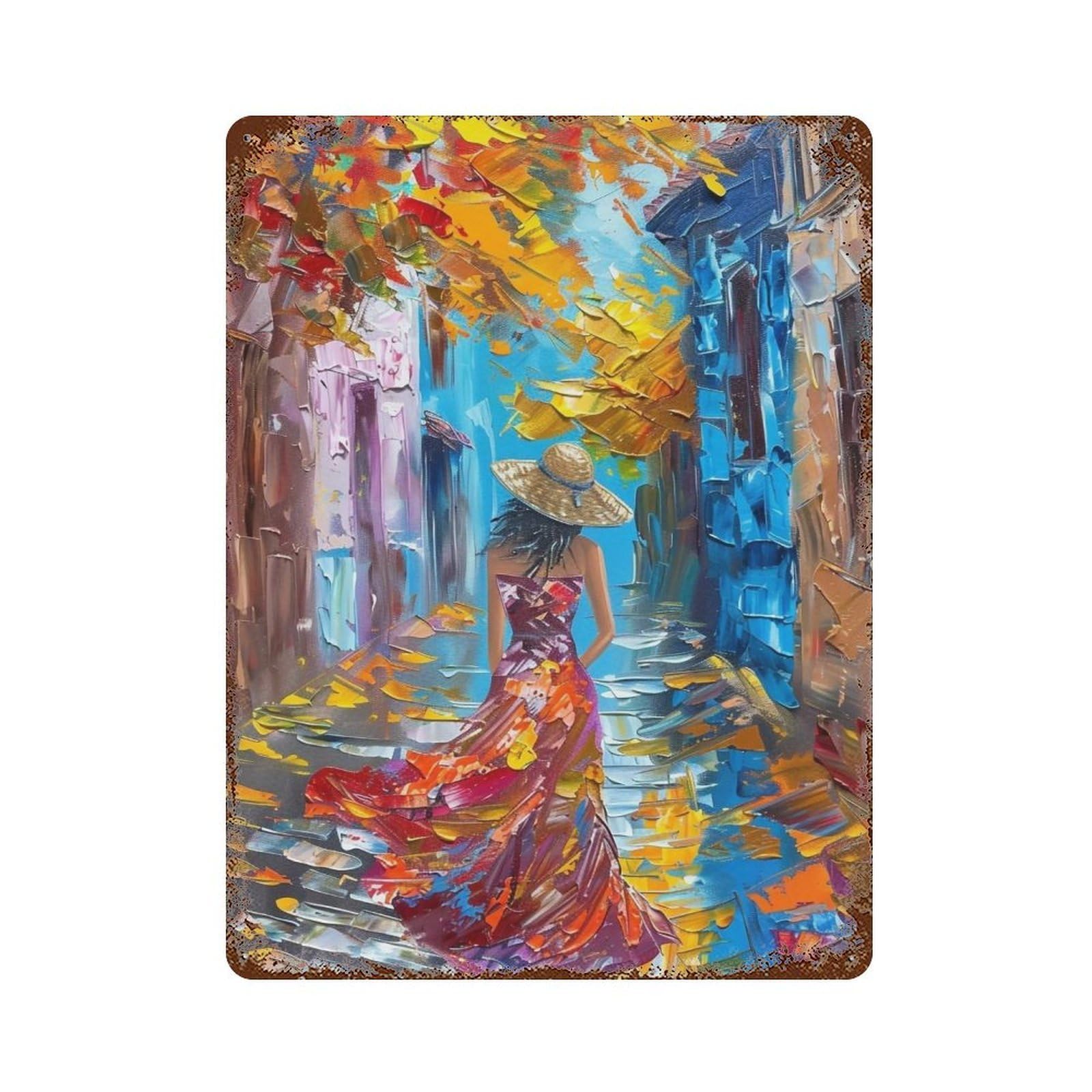 Hduryeyryy Multicolour Autumn Town Wanderer 03 Wall Retro Iron Vintage Art Metal Tin Sign Poster Modern Home Cofffee Club Art Bar Shop Decor 40X30cm