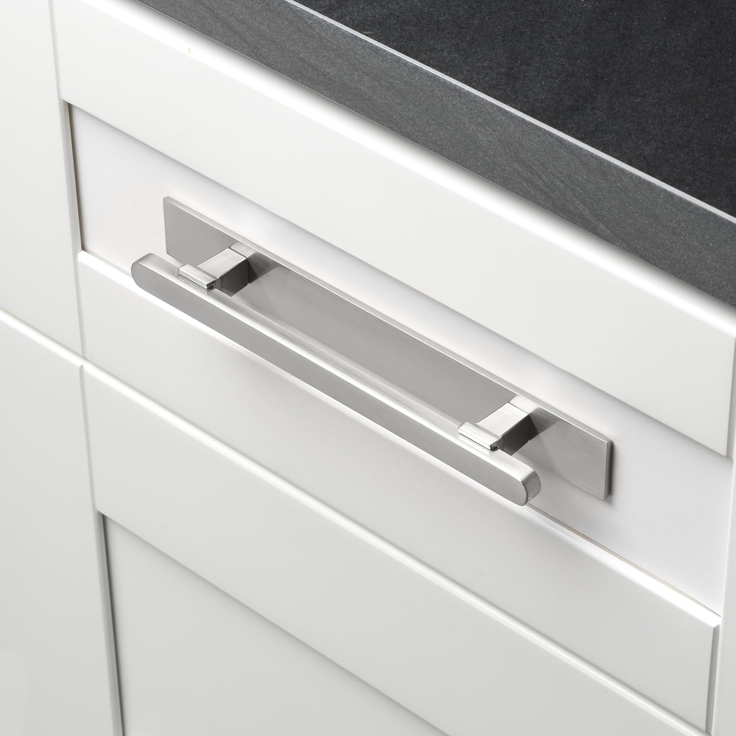 GlideRite 8-1/2" Squared Backplate 5-1/16" 128mm Center-Center, Satin Nickel - 8342-128-SN-50