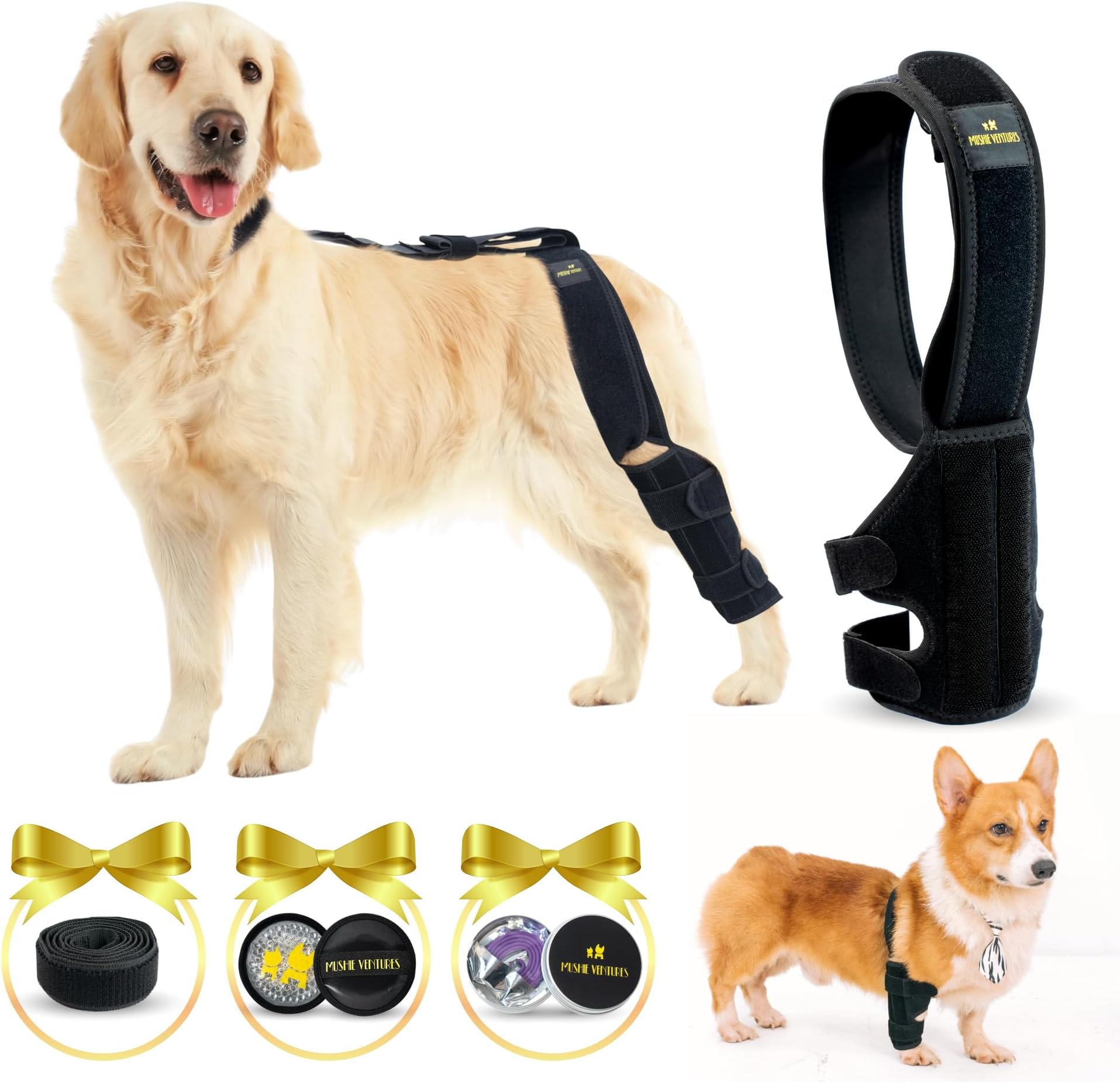 CAMRIER 2X Support Dog Knee Brace with Metal Strips for