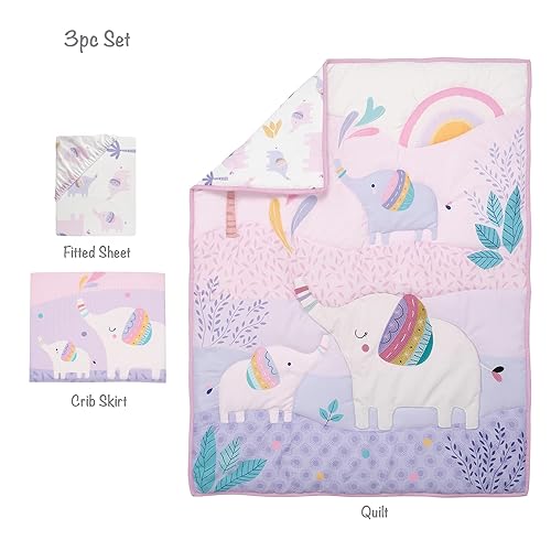 Miniatura 9 de Bedtime Originals Elephant Dreams - Juego de ropa de cama para cuna de bebé (3 piezas), color rosa