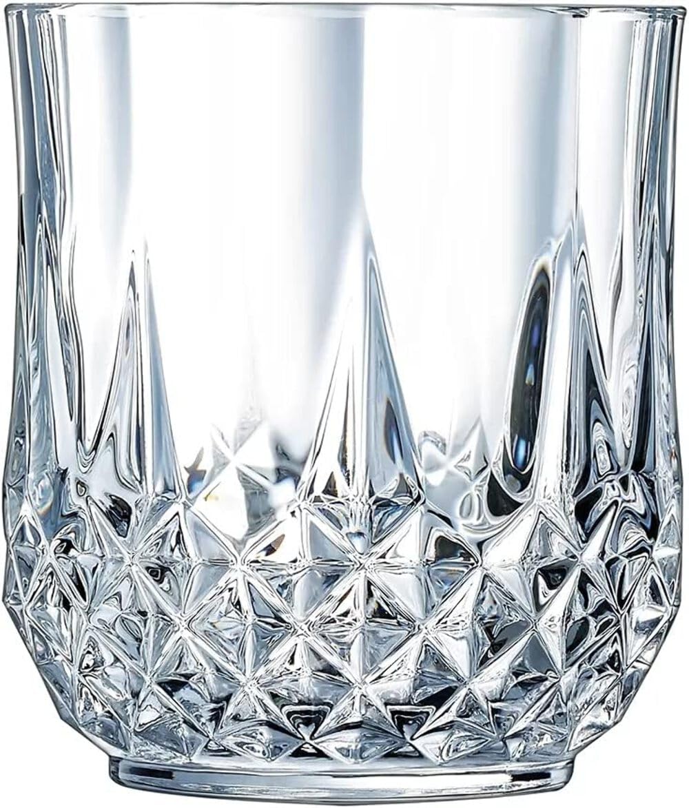 CRISTAL D'ARQUES PARIS Longchamp Double Old Fashioned Crystal Whiskey Glass - Set of 6 (320 ml)