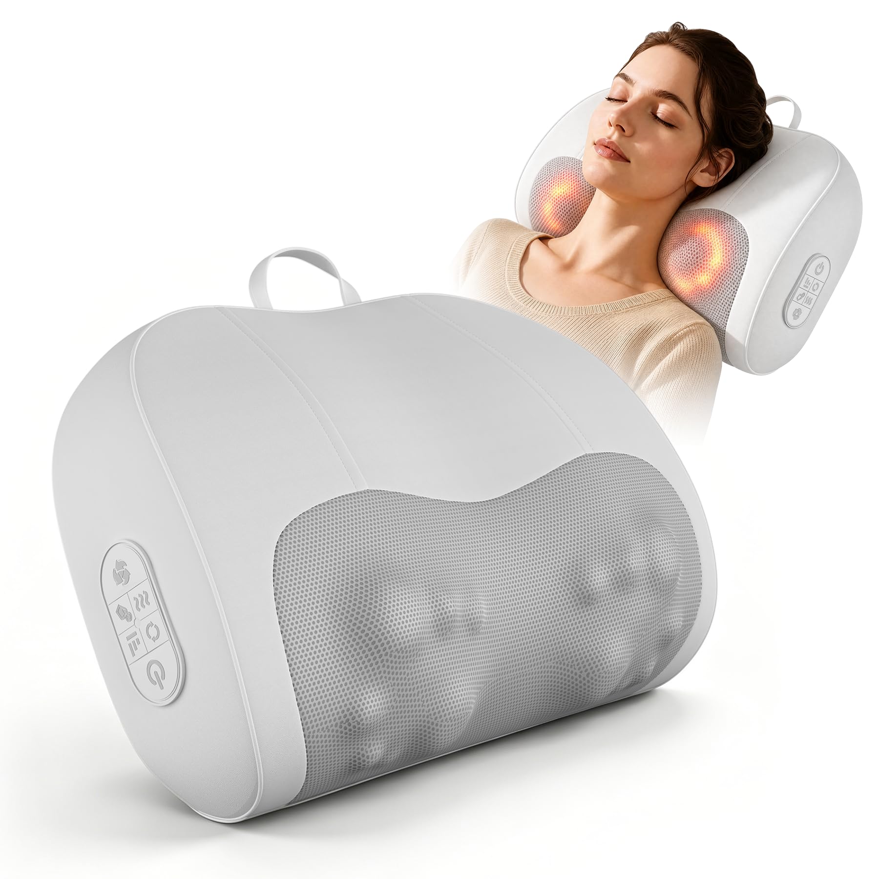 Photo 1 of Multi-Functional Neck and Back Massager with Heat, Rechargeable Massager Pillow with 3D Kneading Deep Tissue, Cordless & Portable, Full Body Relaxation at Home/Office/Travel,Ideal Gift for Men & Women