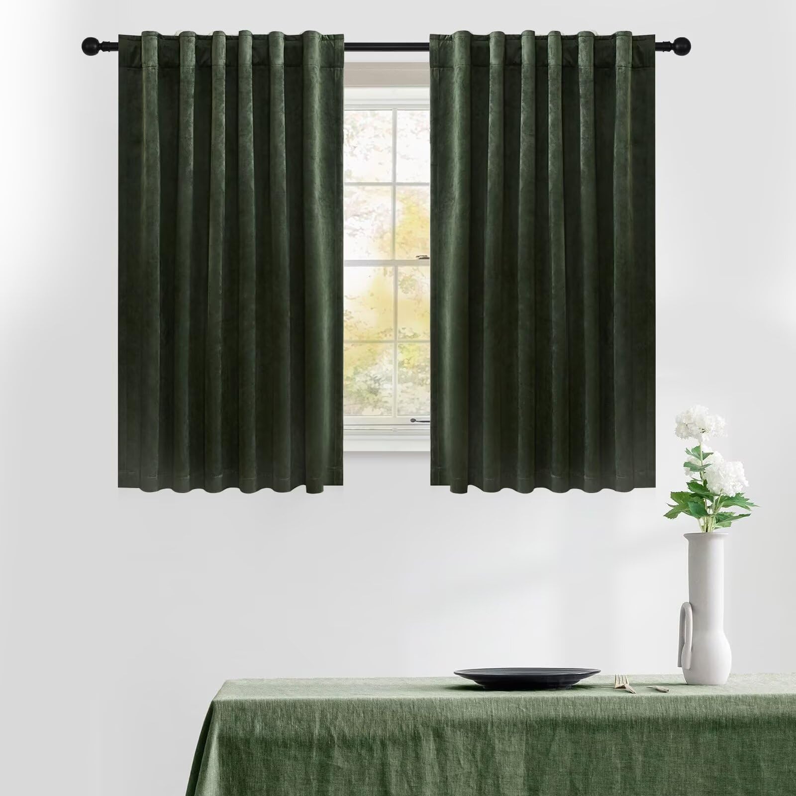 Lot de 2 rideaux occultants en velours à isolation thermique pour chambre à coucher et salon – 254 cm de large x 213,4 cm de long, bleu