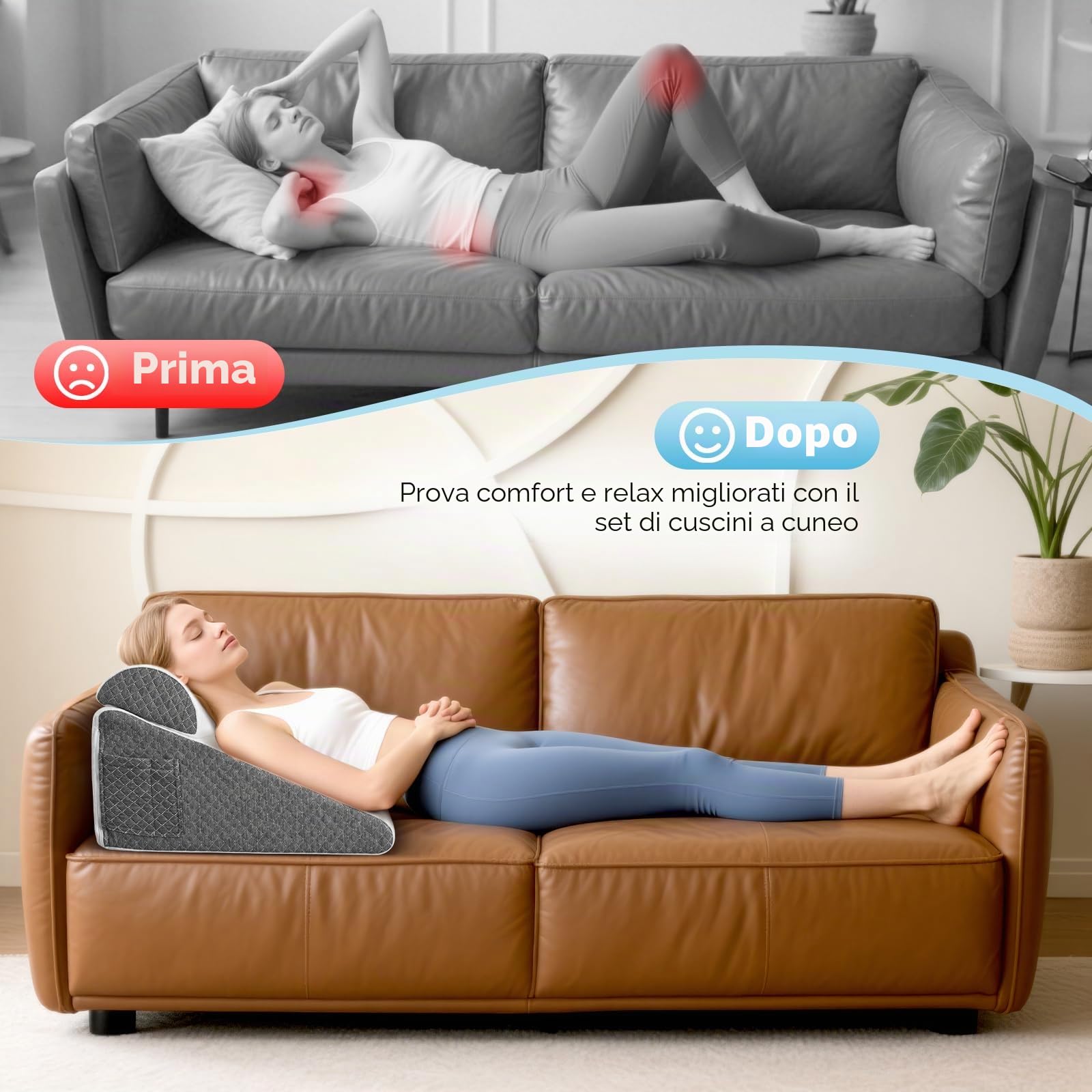 Cuscino versatile con cuscino cervicale, cuscino da lettura in memory foam 25D per letto e divano, cuscino ergonomico per apnea del sonno, cuscino lombare, cuscino lombare, cuscino per gambe, cuscino