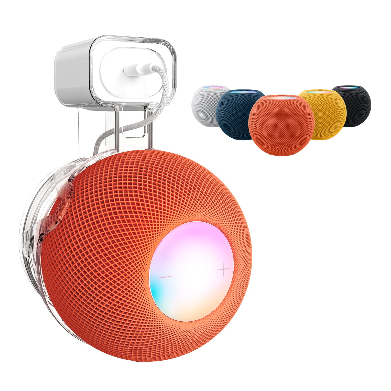 HeyMoonTongTransparent Outlet Wall Mount Holder Stand Fits for Apple HomePod Mini, A Space-Saving Accessory for HomePod Mini Smart Home Speakers with Cord Management, Hide Messy Wires