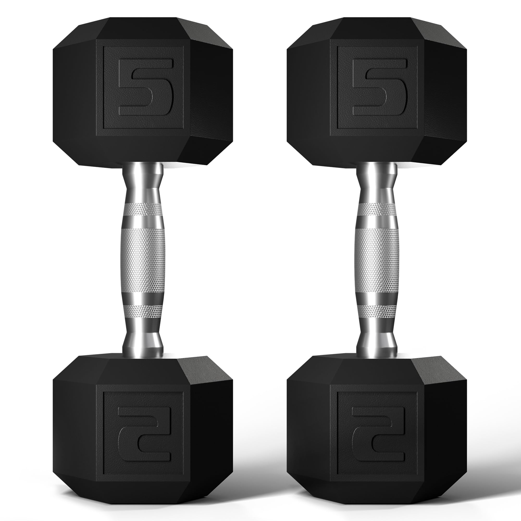 GRETERST Dumbbells Set Rubber Coated Hex Hand Weights Exercise Fitness for Home Gym Workouts Strength Training Equipment Black
