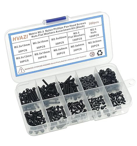 Vista 28 de Metric M4 - Kit surtido de tornillos de cabeza plana Phillips de nailon Phillips (Negro-M4)