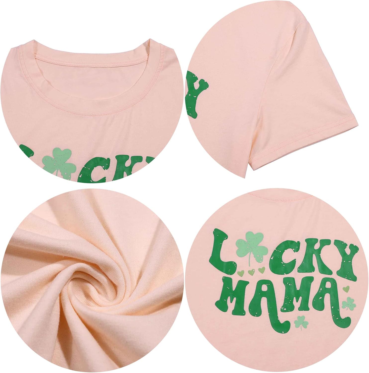 VILOVE St Patricks Day Shirt Women Lucky Mama Tshirt Cute Clover Graphic Short Sleeve Shamrock Tee Tops - Image 5