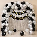 Party Propz Black And White Birthday Decoration Kit – 40 Pcs Aesthetic Birthday Decor With Happy Birthday Banner, Silver Foil Curtain, Ribbons, Black, White & Silver Balloons For Bday Decoration gallery image