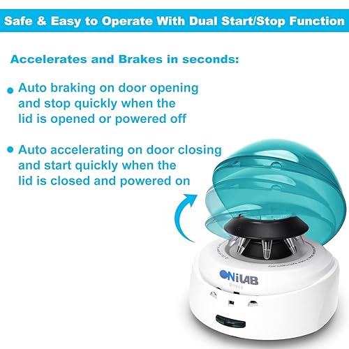 Miniatura 6 de ONiLAB Scientific Mini centrífuga 5000RPM, 1360 x g RCF, centrífuga de mesa de laboratorio con 2 rotores para 8 tiras de PCR de 0.20.51.50.1 fl oz y