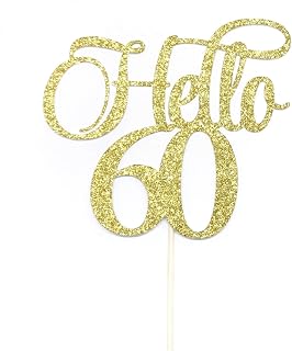 Atelier Elegance Hello 60 Cake Topper, 60 Cake Topper, 60th Birthday Cake Topper, Sixty