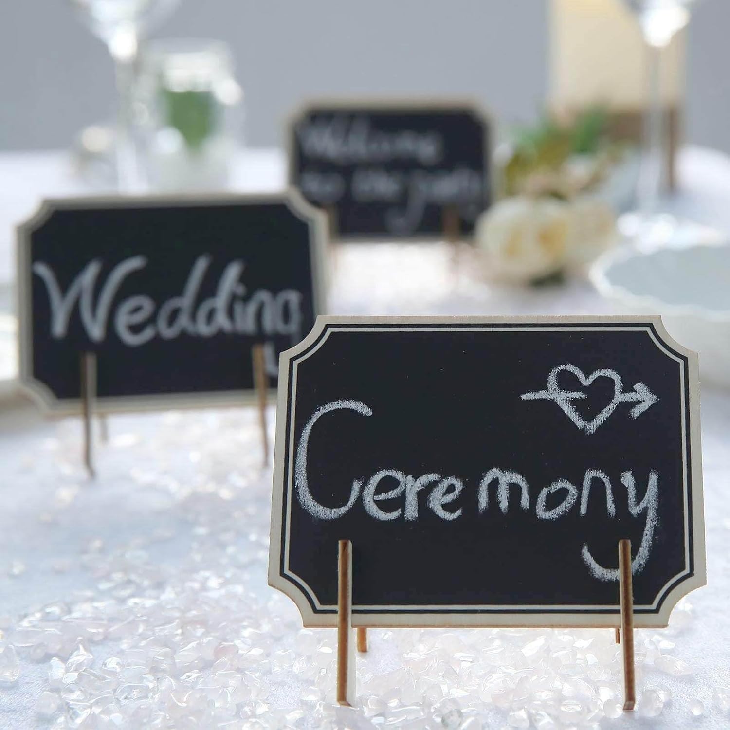 Efavormart 10 Pack 3"x4" Chalkboard Table Sign Set Includes Table Chalkboard Removable Stands and Chalk