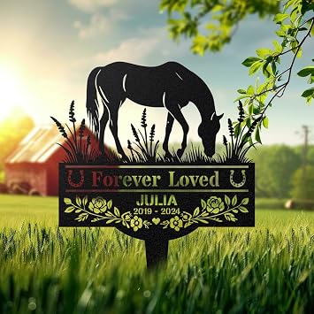 V-DECORPARKS Custom Horse Memorial Metal Sign, Horse Stake Sign, Personalized Horse Sign With Stake, Grave Markers Sign Custom Metal Signs Garden Decor