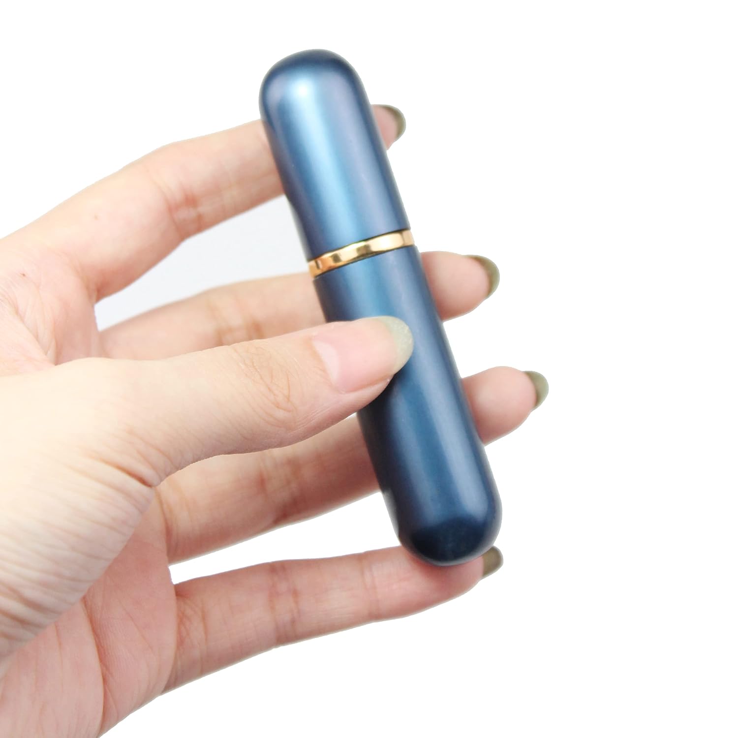 Darkblue Aluminum Essential Oil Nasal Inhaler Tubes Personal Empty Refillable Elegant Aluminum and Glass Nasal Inhalers Set with Cotton Wicks 5 pcs