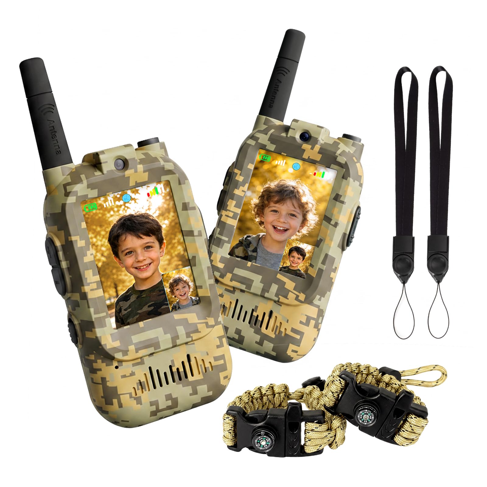Walkie Talkie for Kids with Video: 2 Pack Rechargeable Toddler Toys with HD Camera & Voice Changer, Long Range Gift Toys for Boy & Girl Age 3-8 for Outdoor Play, Camping, 500m Range