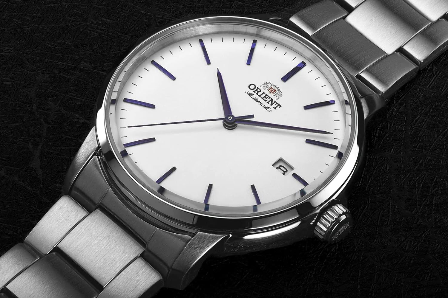 Orient RA-AC0E02S10B Men's Analogue Automatic Watch with Stainless Steel Strap, Silver/White, Bracelet