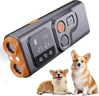 Dog Bark Deterrent Device, Ultrasonic Anti Barking Trainer, 4 Modes, 50FT Range, Indoor Outdoor