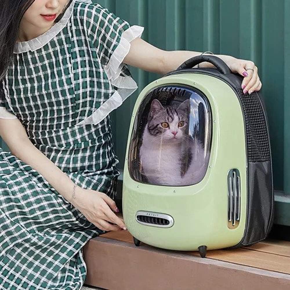 PETKIT Breezy Pet Carrier Green Backpack for Cats and Small Dogs, Transparent Waterproof Pet Travel Bag for Hiking and Outside Use (Green)