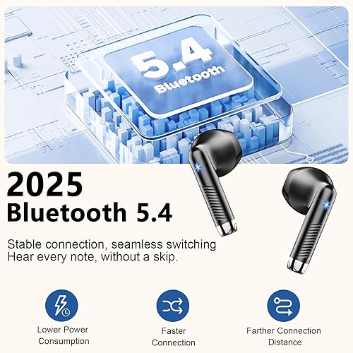 Miniatura 2 de Auriculares inalámbricos, auriculares Bluetooth V5.4 estéreo con graves con micrófonos ENC con cancelación de ruido, auriculares Bluetooth 56H con