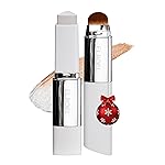 ELROEL Blanc Cover Cream Stick V White - Korean Color-Changing Foundation Stick with Volufiline - Medium to Full Coverage Dewy Finish Base Makeup - Dual-Ended with Detachable Brush (203 Medium)