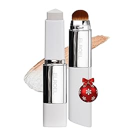 ELROEL Blanc Cover Cream Stick V White - Korean Color-Changing Foundation Stick with Volufiline - Medium to Full Coverage Dewy Finish Base Makeup - Dual-Ended with Detachable Brush (203 Medium)
