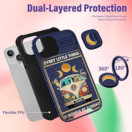 Miniatura 5 de Funda 2 en 1 para iPhone 13iPhone 14 para mujer, bonita funda para teléfono para niñas, diseño femenino estético de autobús con cubierta de cámara +