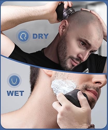 Miniatura 6 de Afeitadoras de cabeza para hombres calvos, 10000 RPM de alta velocidad 6D magnética, IPX8 resistente al agua en húmedo y seco, cuchillas