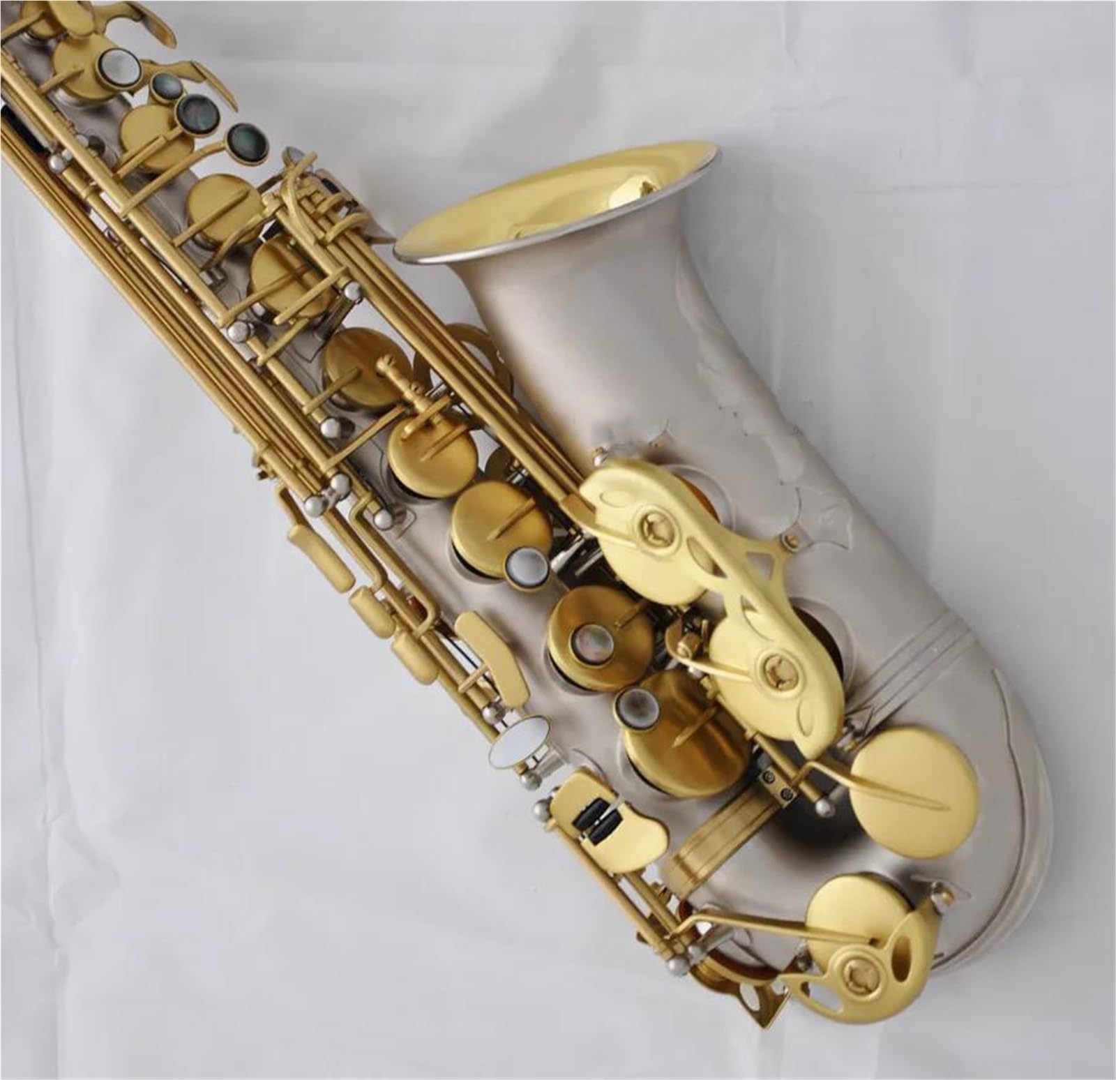 Ancia Per Sassofono Contralto Svasata In Nichel Satinato Dorato Fa Acuto In Mi Bemolle In Metallo Kit Sassofono
