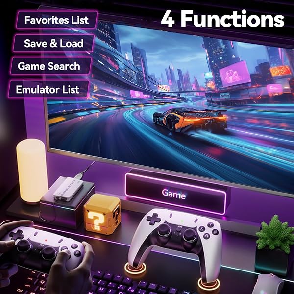AGSTMG Console per videogiochi retrò 2026, 4K HDMI con oltre 40.000 giochi, 23 emulatori, plug-and-play, doppio controller wireless da 2,4 GHz, 64 GB - 5