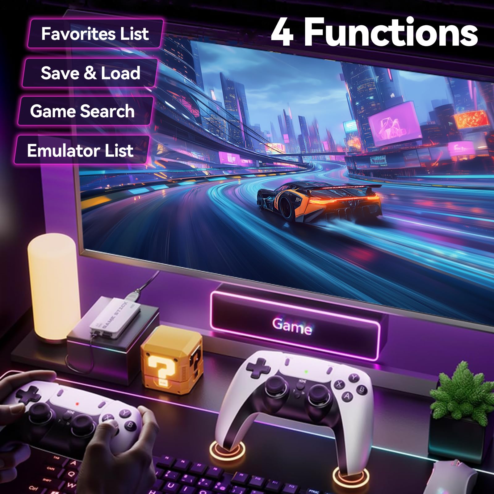 AGSTMG Console de jeux rétro 2026, 4K HDMI avec plus de 40 000 jeux, 23 émulateurs, Plug-and-Play, double manette sans fil 2,4 GHz, 64 Go