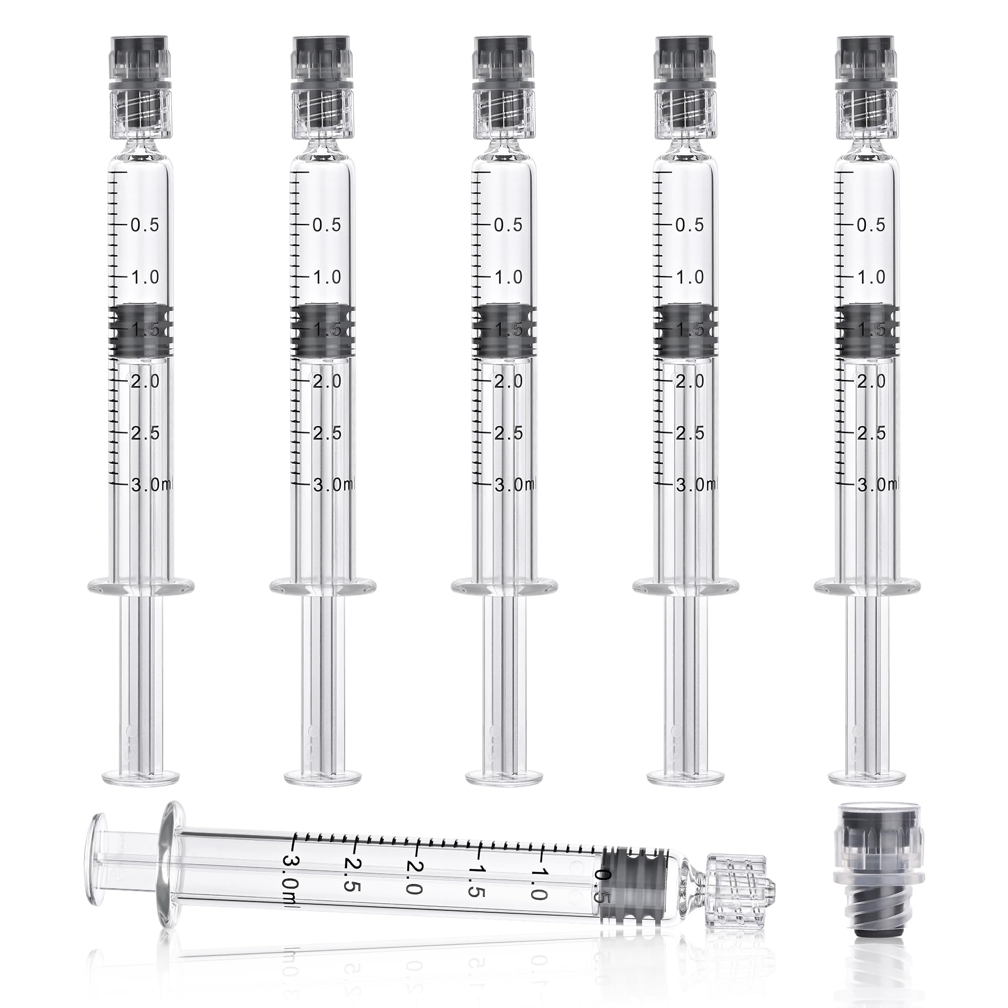 Photo 1 of 100 Pack 3ml Borosilicate Glass Syringe 3cc Luer Lock Syringe Glass Lab Syringes - Use for Liquids, Glue, Oils, Ink, Lube, Arts Crafts,and Pet Care
