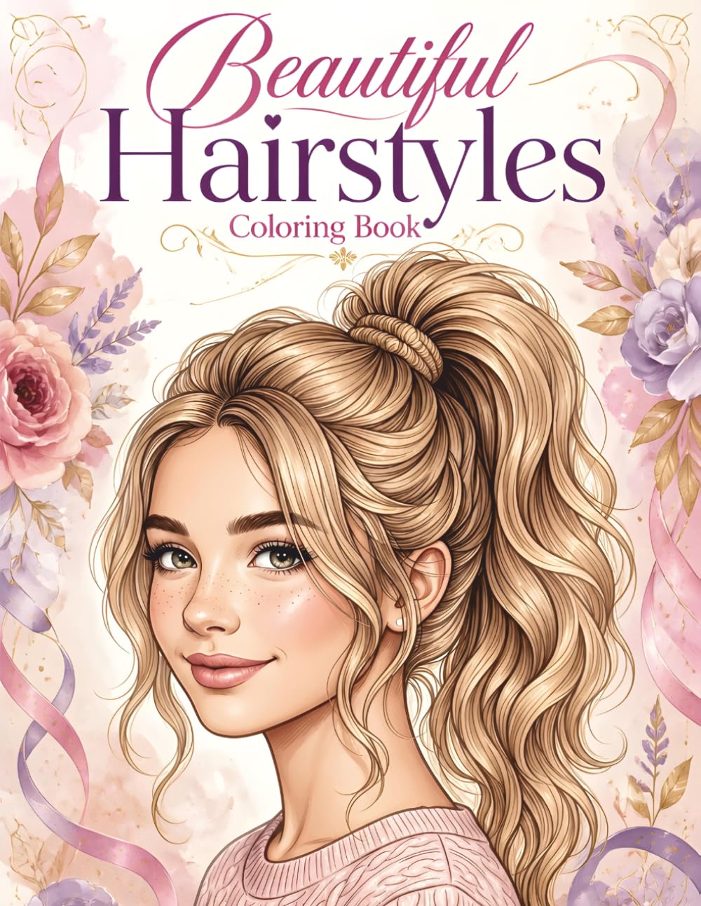 Beautiful Hairstyles: A Women's Coloring Book Featuring Elegant Hair Styles, Braids, Buns, Ponytails, Curls, and Modern Looks