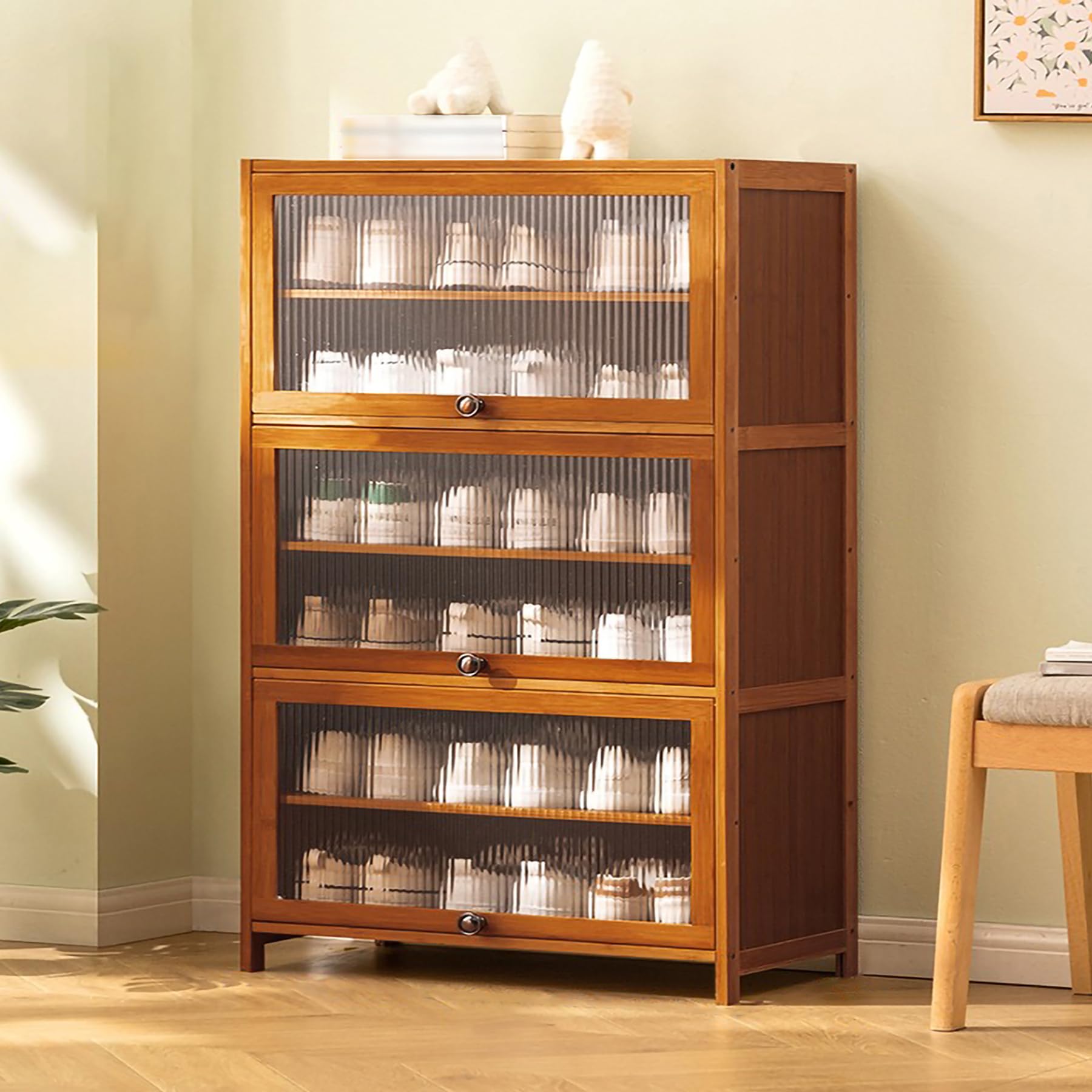 Armoire de chaussures en bambou noble, meuble de stockage de 7 niveaux