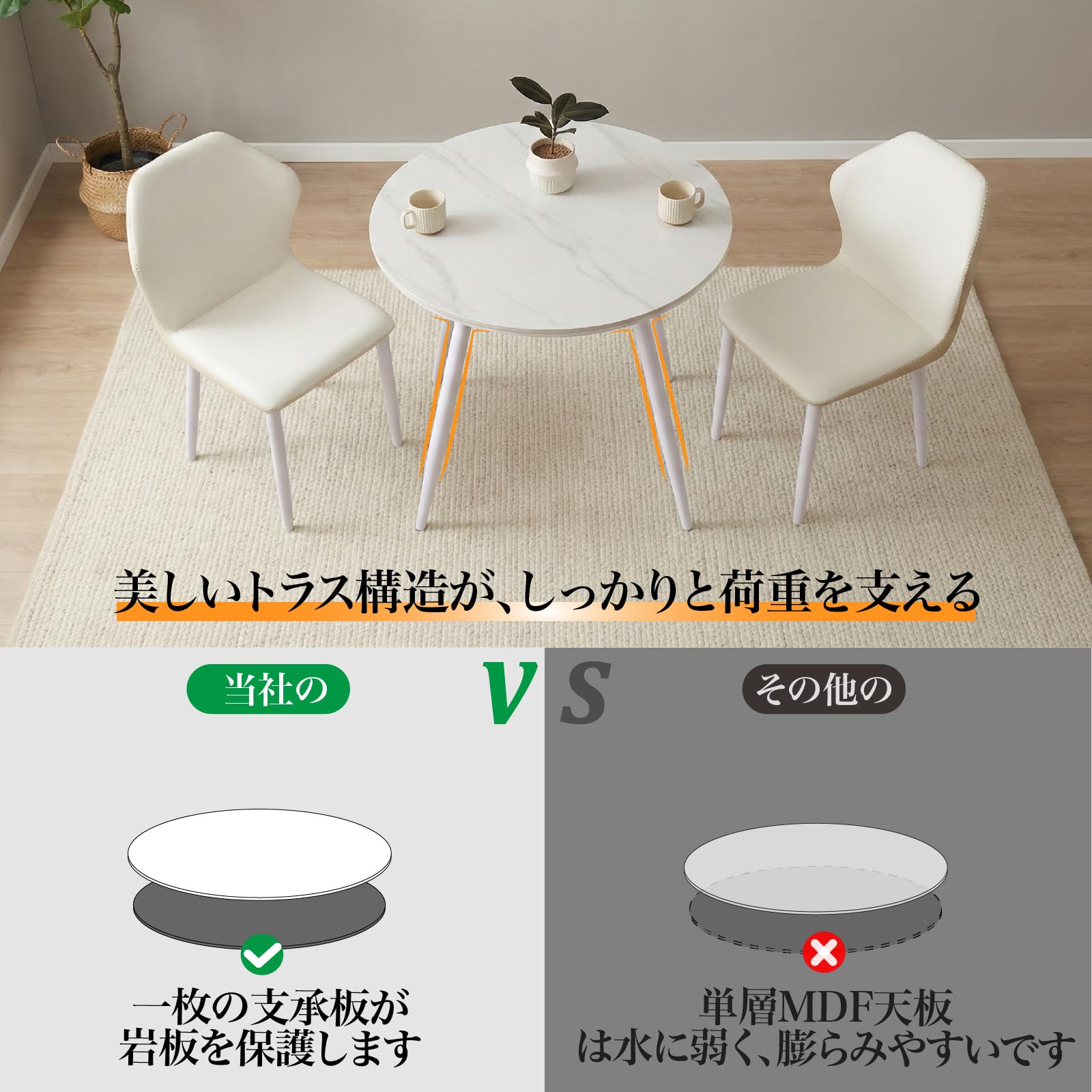 Amazon｜ダイニングテーブルセット 2人用 3点セット ダイニングチェア2