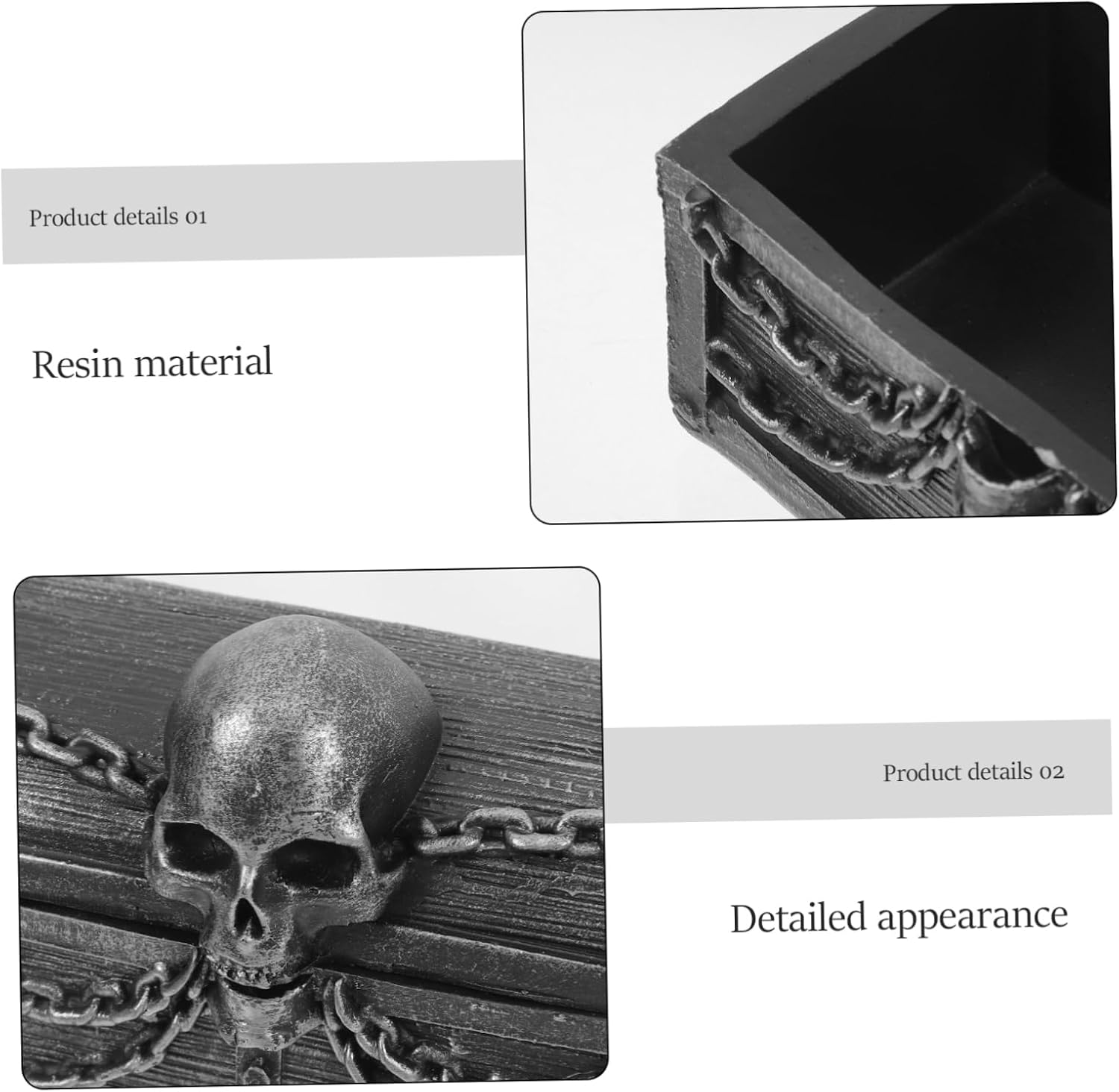 BESTYASH Vintage Skull Treasure Chest Decorative Box Hinged Lid for Jewelry and Keepsakes Compact Resin Organizer for Halloween Decor and Party Favors Approx