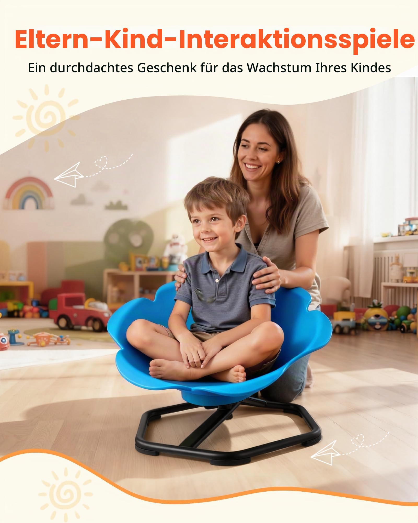 VEVOR Kinderdrehstuhl sensorischer Drehstuhl zylinderförmig, 100 kg Tragkraft, sensorisches Spielzeug mit Rutschfester Metallfuß, zur Förderung von Koordination Gleichgewicht Konzentration, Blau