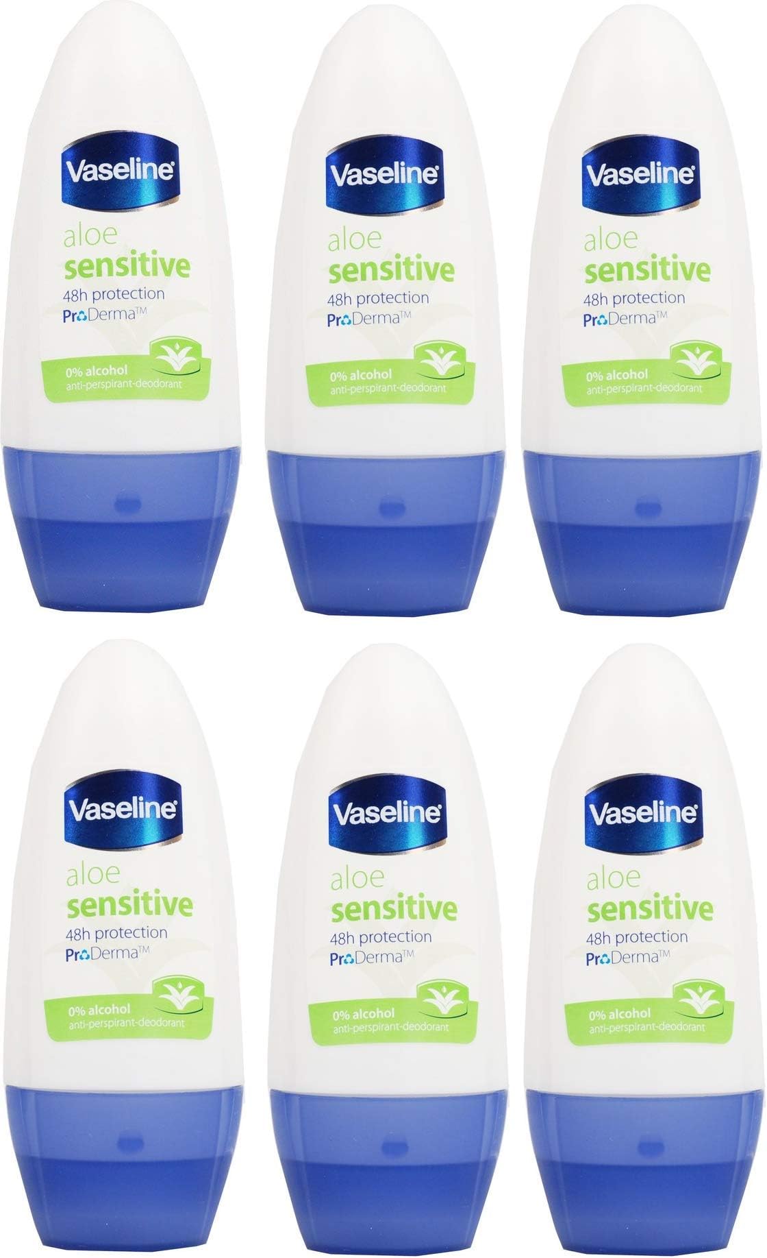 Vaseline Aloe Sensitive Roll-On Anti-Perspirant Deodorant 6 x, 50ml