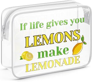 Sazuwu Motivational Gifts for Friend Clear Makeup Bag with Zipper Lemonade Gifts for Women Positivity Gifts for Coworkers Cosmetic Travel Bag Organizer Lemons Themed Gifts Inspirational Gift Ideas